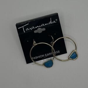 Taramanda Gold Hoop Earrings with Turquoise Accent | Boho Statement Jewelry